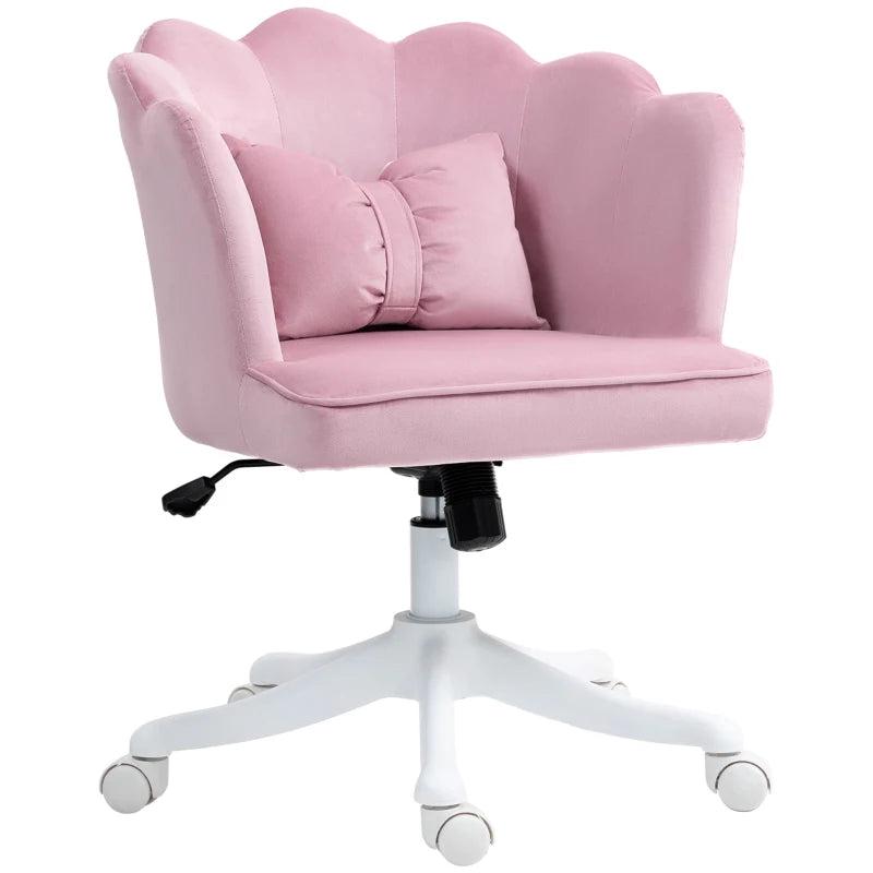 Velvet-Feel Pink Petal Back Office Chair - Stylish Ergonomic Design for Home & Office - Comfortable Seating Solution