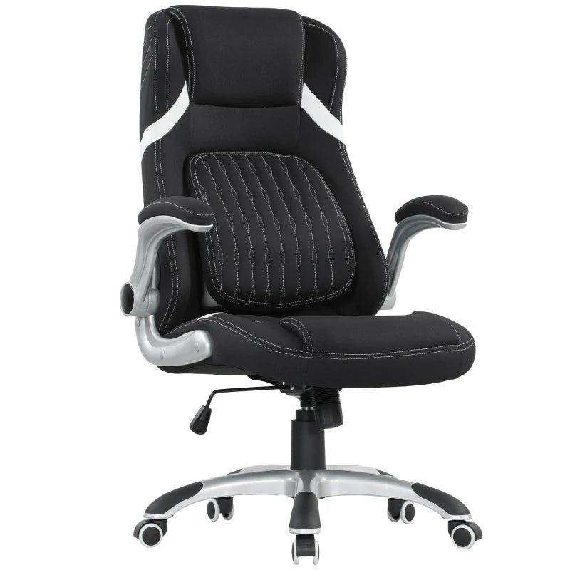 Vinsetto Adjustable Height Linen-Look Office Chair - Stylish Black Ergonomic Design for Home & Office Comfort