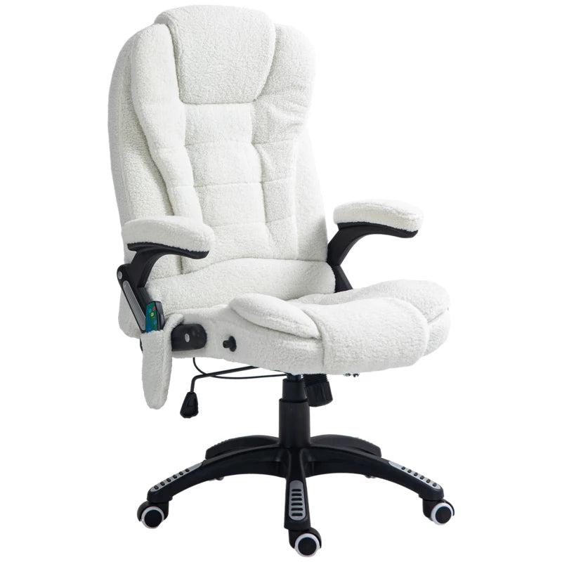 Vinsetto Boucle Six-Point Massage Office Chair - Ergonomic White Design for Ultimate Comfort and Relaxation