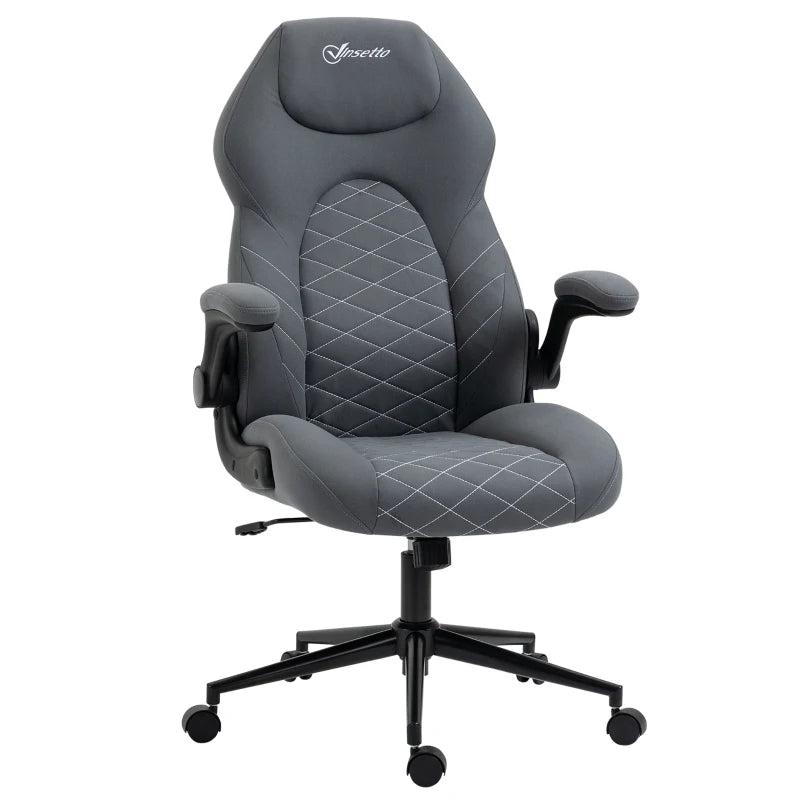 Vinsetto Dark Grey Home Office Desk Chair - Ergonomic Computer Chair with Flip Up Armrests, Swivel Seat & Tilt Function
