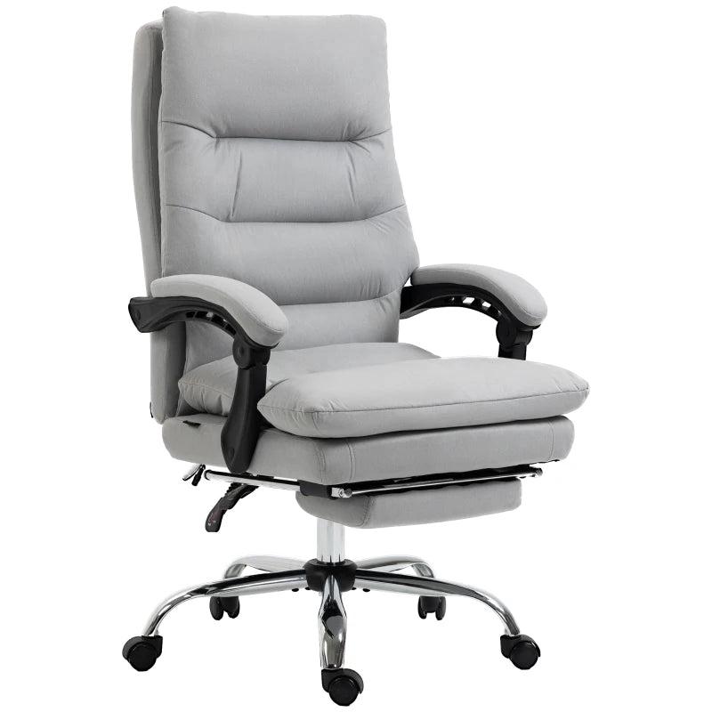 Vinsetto Ergonomic Office Chair with Footrest, 6-Point Massage & Heating, Double Padding, 135 Recline, Grey Microfibre