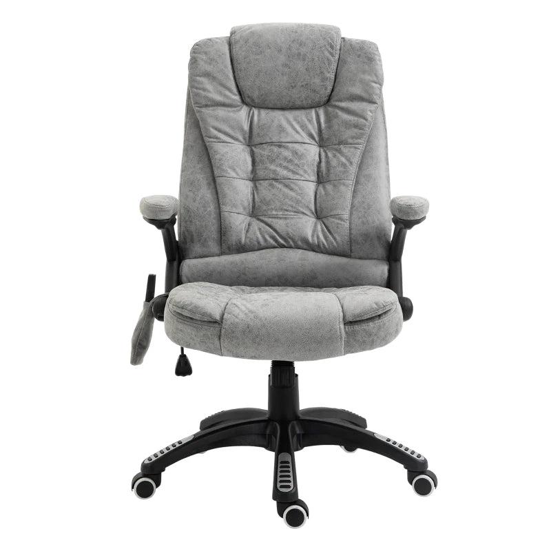 Vinsetto Heated Massage Recliner Chair - 6 Massage Points, 360 Swivel, Microfiber Office Chair, Grey Comfort