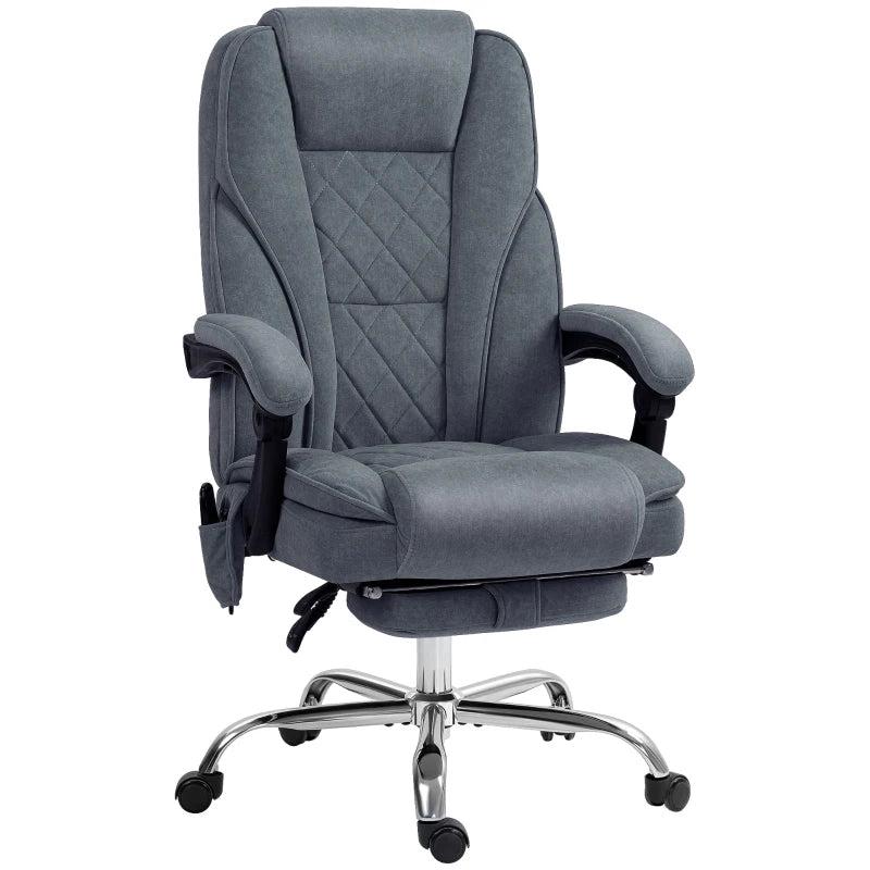 Vinsetto Heated Reclining Massage Office Chair with Adjustable Height & Footrest - Dark Grey Ergonomic Computer Chair