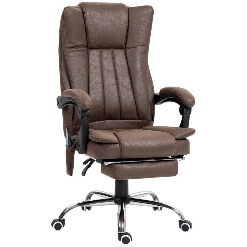 Vinsetto Vibrating Massage Office Chair with Heat & Adjustable Footrest - Ergonomic Dark Brown Desk Chair for Comfort