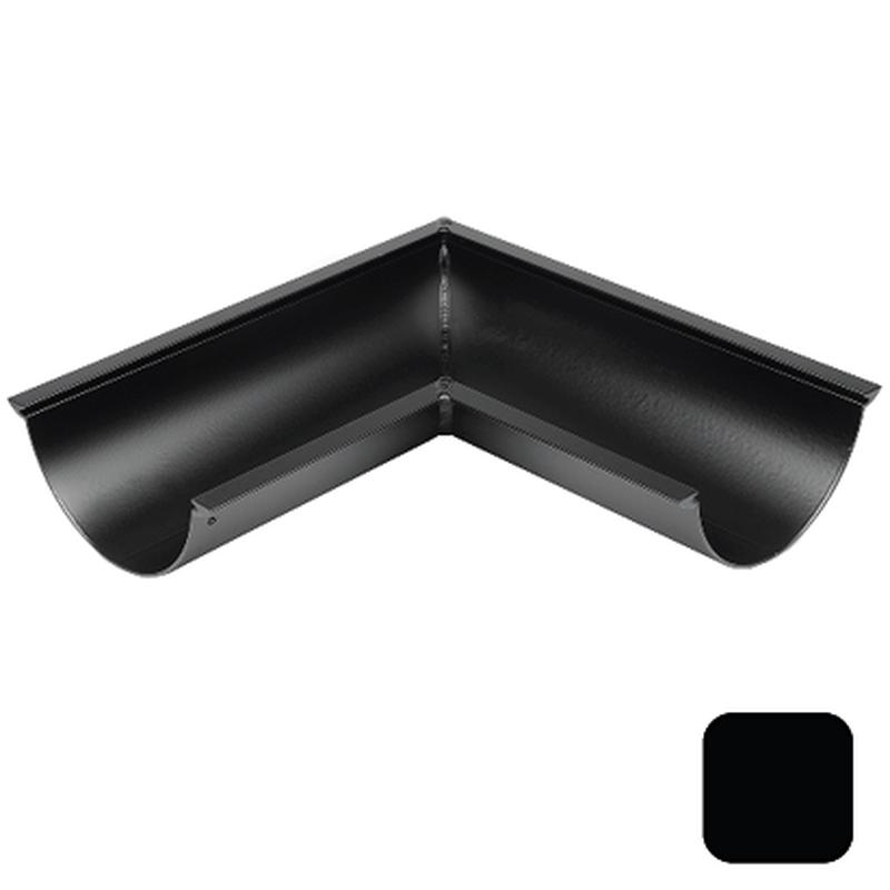 115mm (4.5") SnapFix Aluminium Half Round 90 Degree Gutter Angle - RAL 9005M Matt Black