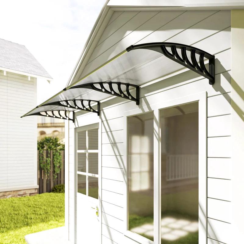 303 x 96cm Front Door Canopy - Clear - Rain Shelter for Window, Porch and Front/Back Doors