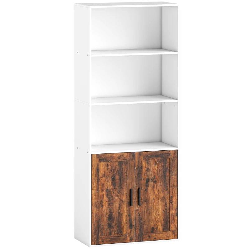 Rustic Brown 5-Tier Bookcase with Adjustable Shelves - Stylish Storage Solution for Home or Office