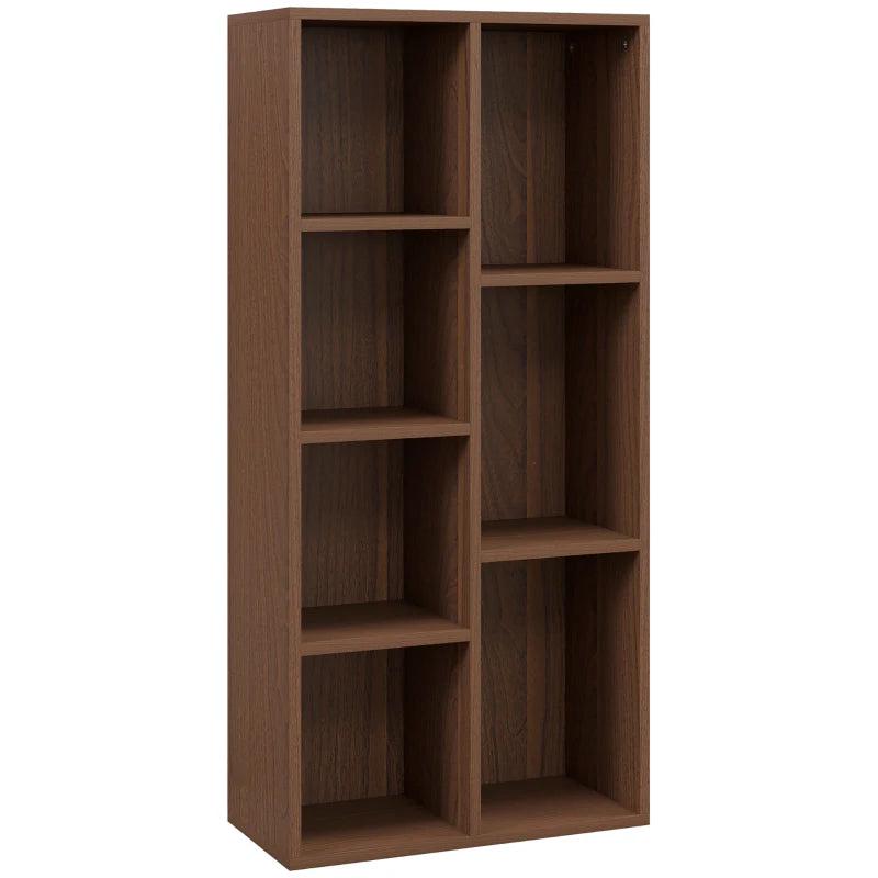 Stylish Seven-Cube Bookcase in Walnut Wood Effect - Modern Storage Solution for Home or Office