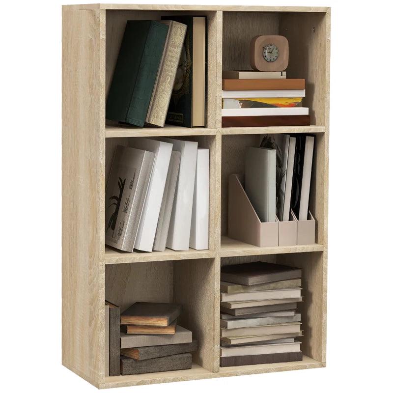 Stylish Six-Cube Bookcase in Oak Wood Effect - Modern Storage Solution for Home & Office Organization
