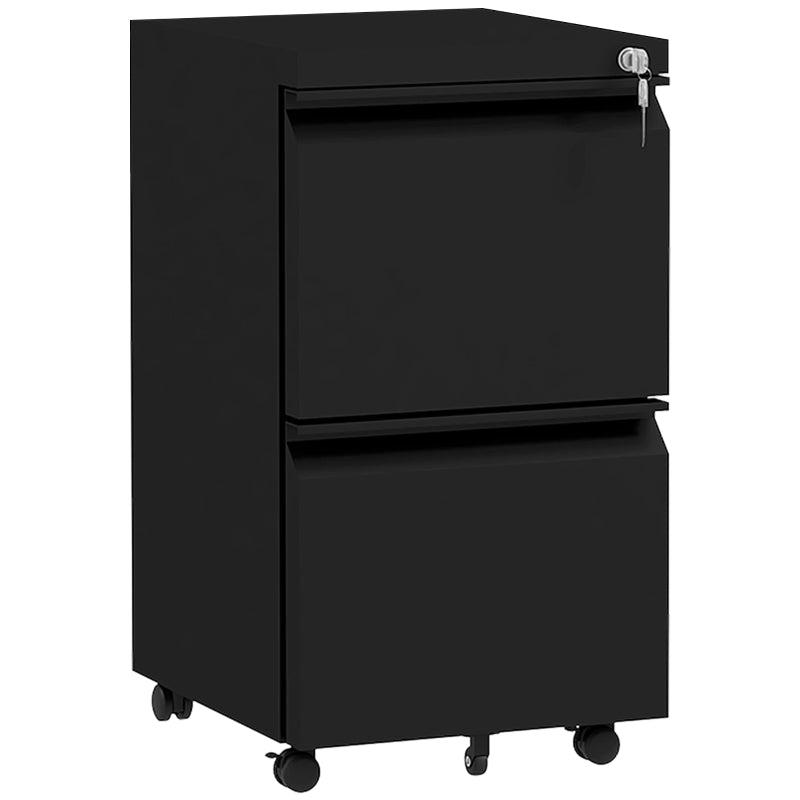Vinsetto 2-Drawer Mobile Filing Cabinet - Lockable Steel File Storage for Letter, A4 & Legal Size - Pre-Assembled, Black