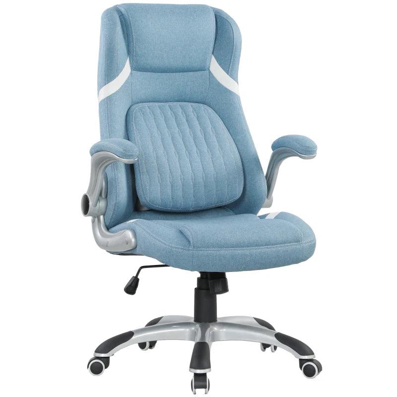 Vinsetto Adjustable Height Linen-Look Office Chair - Stylish Blue Ergonomic Design for Home & Office