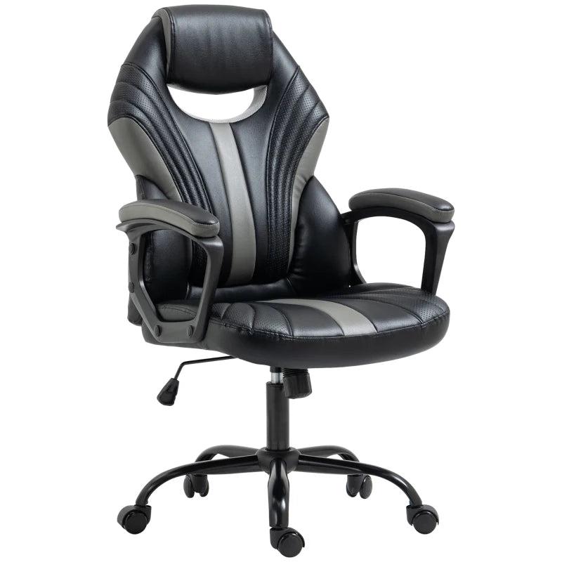 Vinsetto Gaming Chair - Ergonomic Desk Chair with Breathable PU Leather, Soft Armrests & Rolling Wheels for Adults - Black