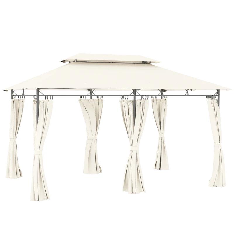 3 x 4m Cream White Metal Frame Two-Tier Roof Gazebo