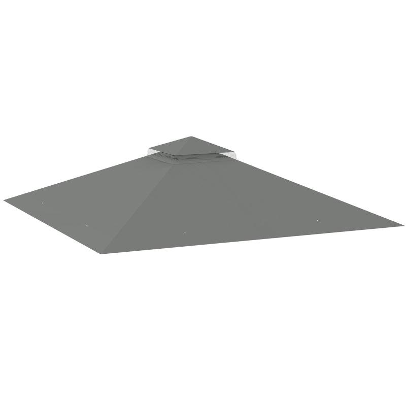 3m x 3m Grey Replacement Gazebo Canopy - Double Tier Roof Top for Garden, Patio, Outdoor Use (Top Only)