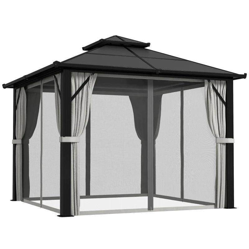 3m x 3m Hardtop Gazebo - Grey Aluminium Frame with UPF30+ Double Polycarbonate Roof