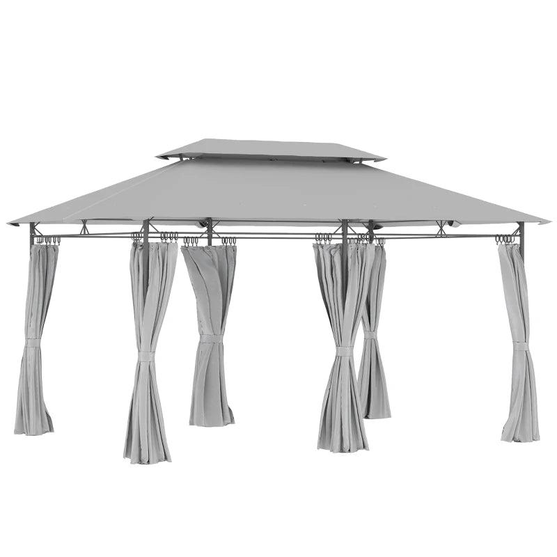 3m x 4m Dark Grey Metal Frame Two-Tier Roof Gazebo