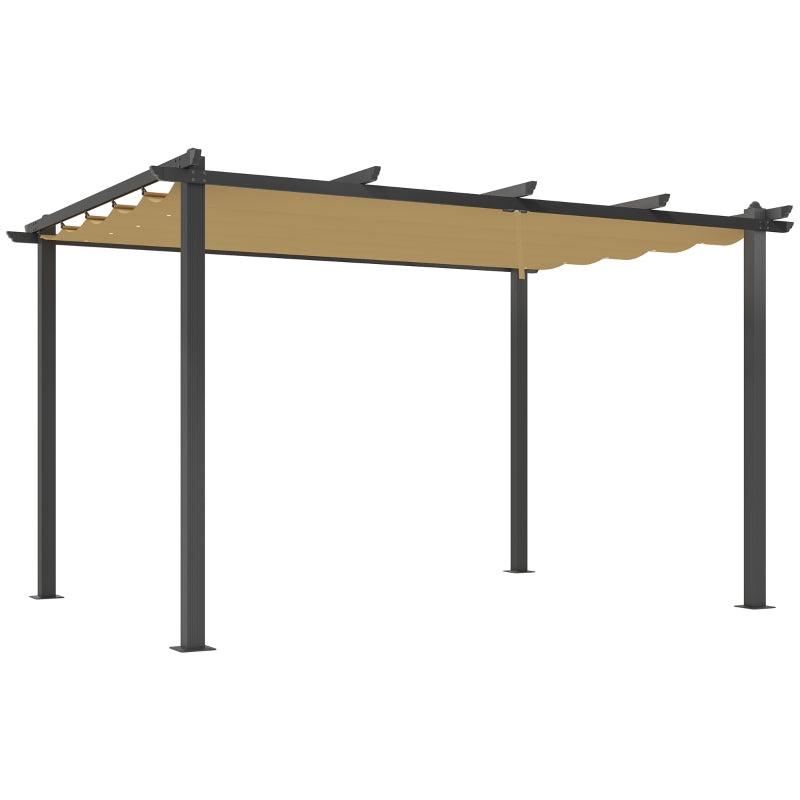 3x4m Khaki Aluminium Pergola with Retractable Roof