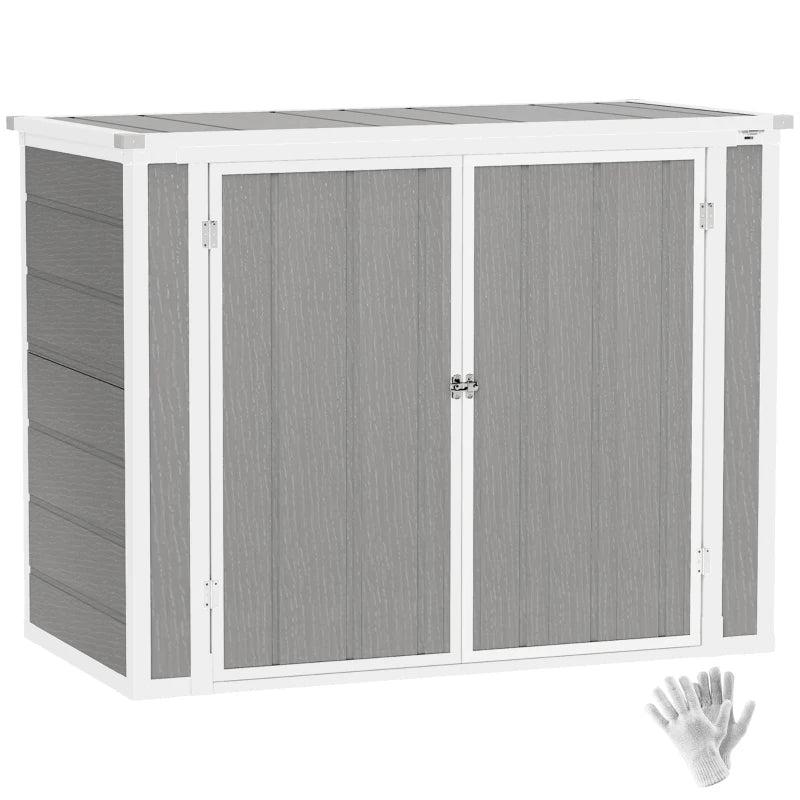 4.7ft x 2.5ft Grey Garden Shed - Double Bin Storage Shed with Lockable Doors, Outdoor Small Shed