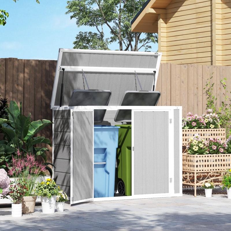 4.7ft x 2.5ft Lockable Light Grey Garden Shed - Outdoor Storage for 2 Trash Cans & Tools