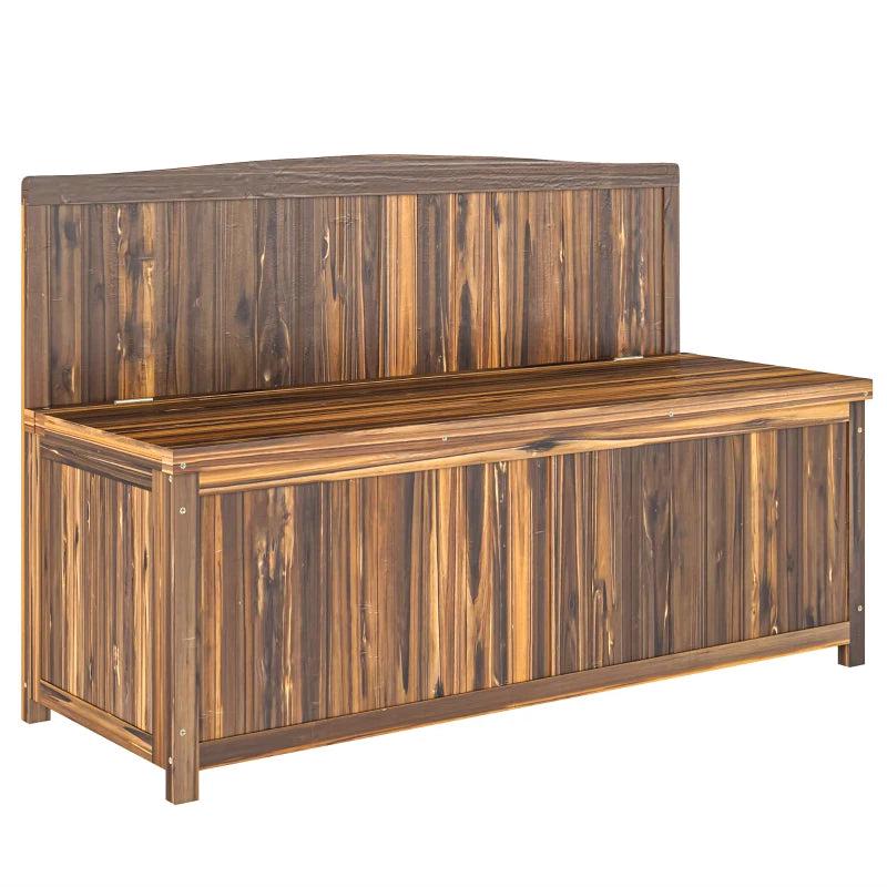 Brown Wooden Storage Bench for Patio - Outdoor Garden Seating, 47"