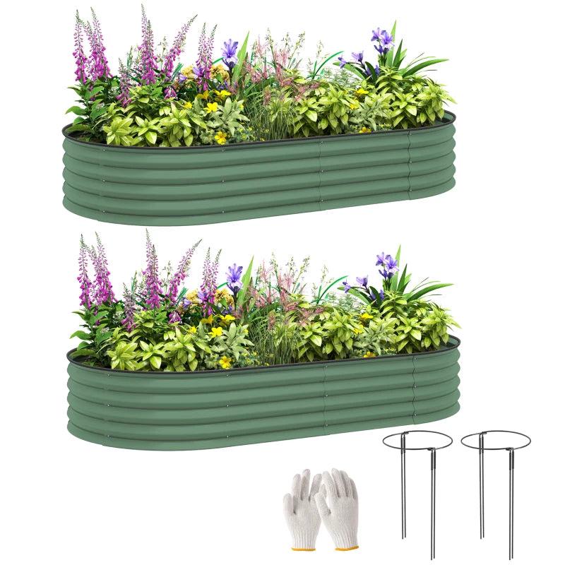 Set of Two 181 x 93cm Green Steel Planters