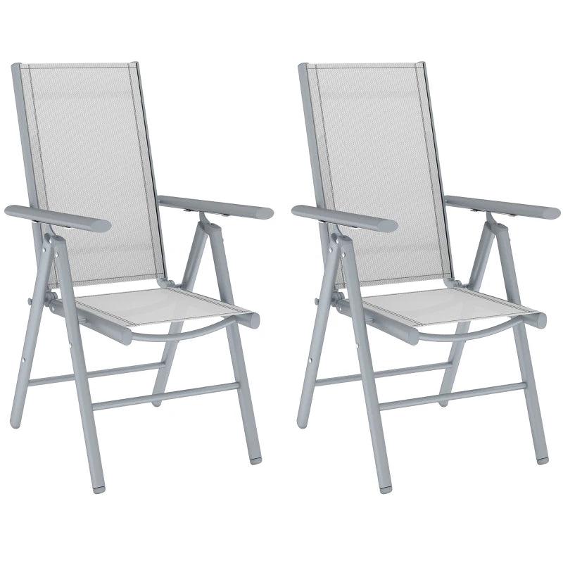 Set of Two Light Grey Aluminium Folding Chairs - Compact and Lightweight Design