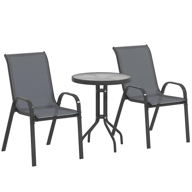 Three-Piece Grey Outdoor Garden Furniture Set - Perfect for Patios and Balconies