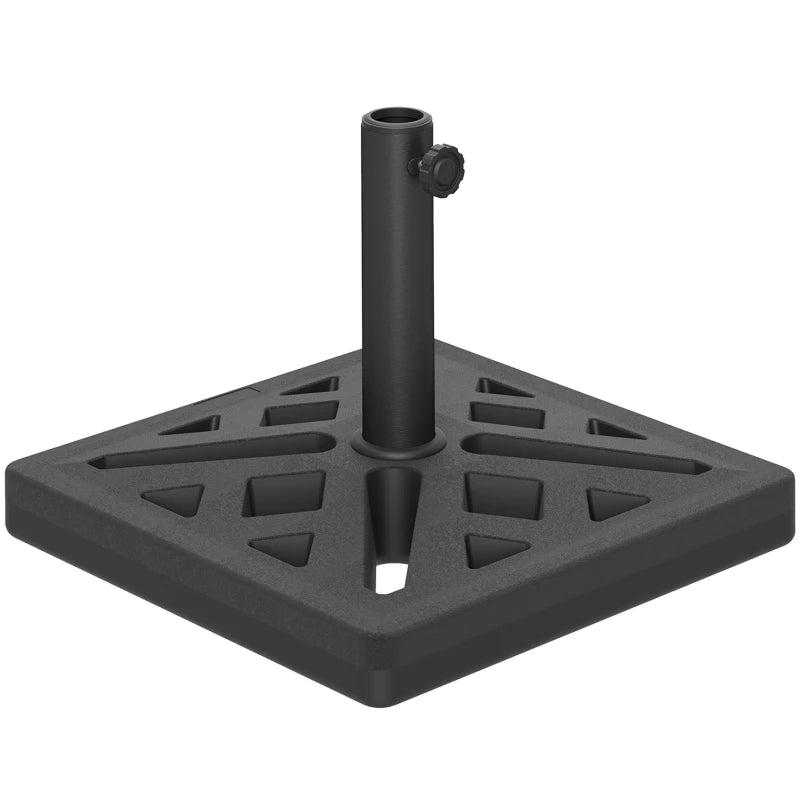 15kg HDPE Black Garden Parasol Base - Outdoor Umbrella Stand with Cut-Out Design for Deck and Poolside
