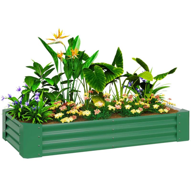 180 x 90cm Galvanised Steel Open Planter - Green Garden Planter for Outdoor Use