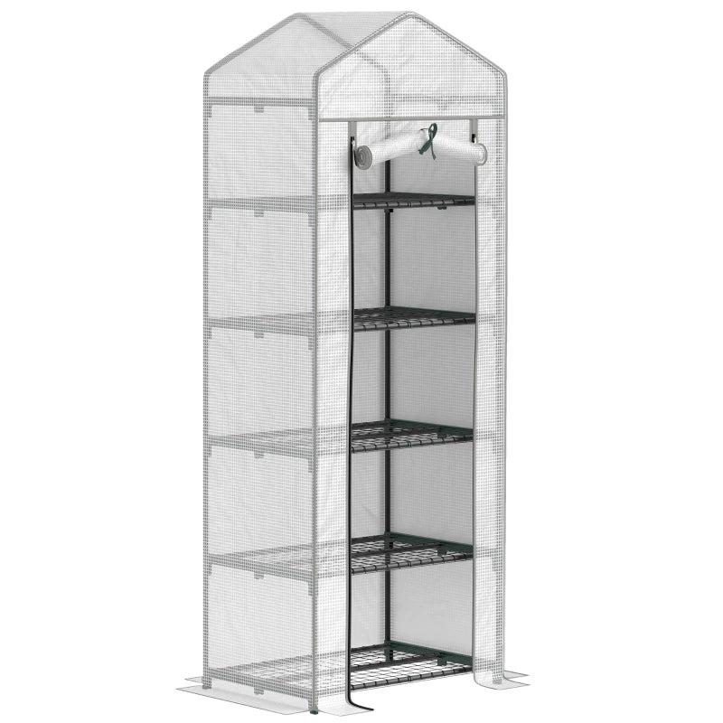 193cm White Five Shelf Mini Greenhouse - Indoor/Outdoor Plant Storage