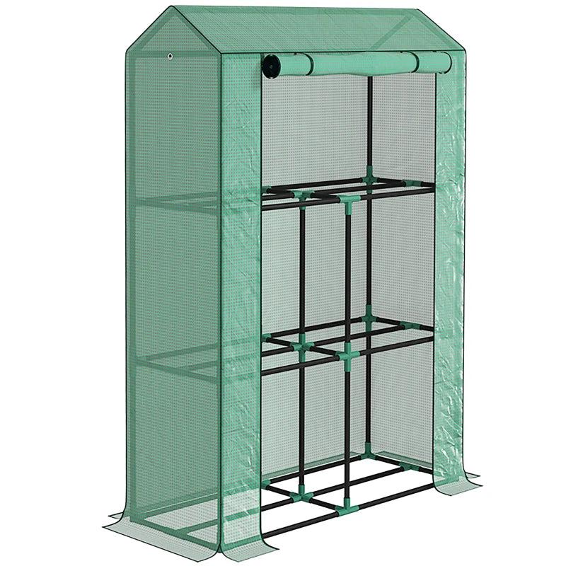 40 x 100cm Three Shelf Steel Frame Greenhouse - Green Color