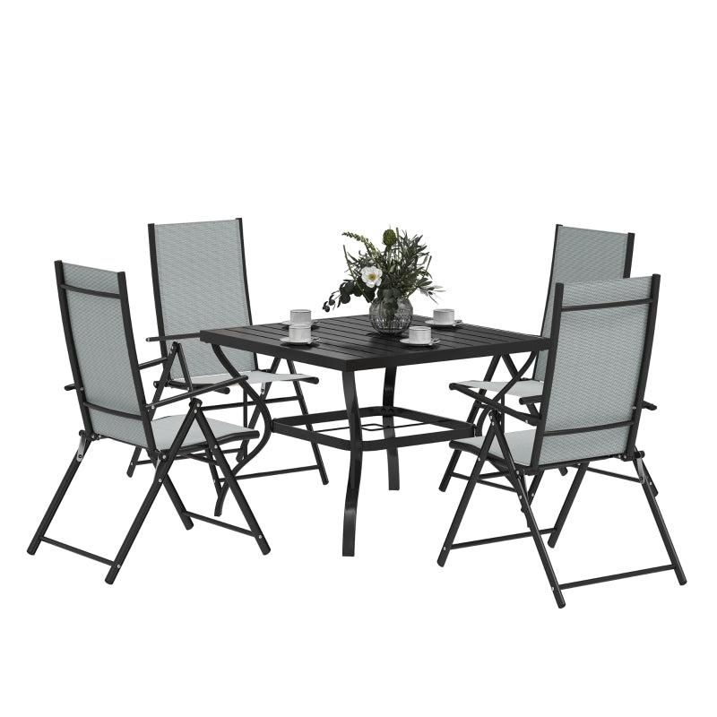 5-Piece Steel Frame Patio Set - Grey and Black - Outdoor Furniture for Garden and Balcony