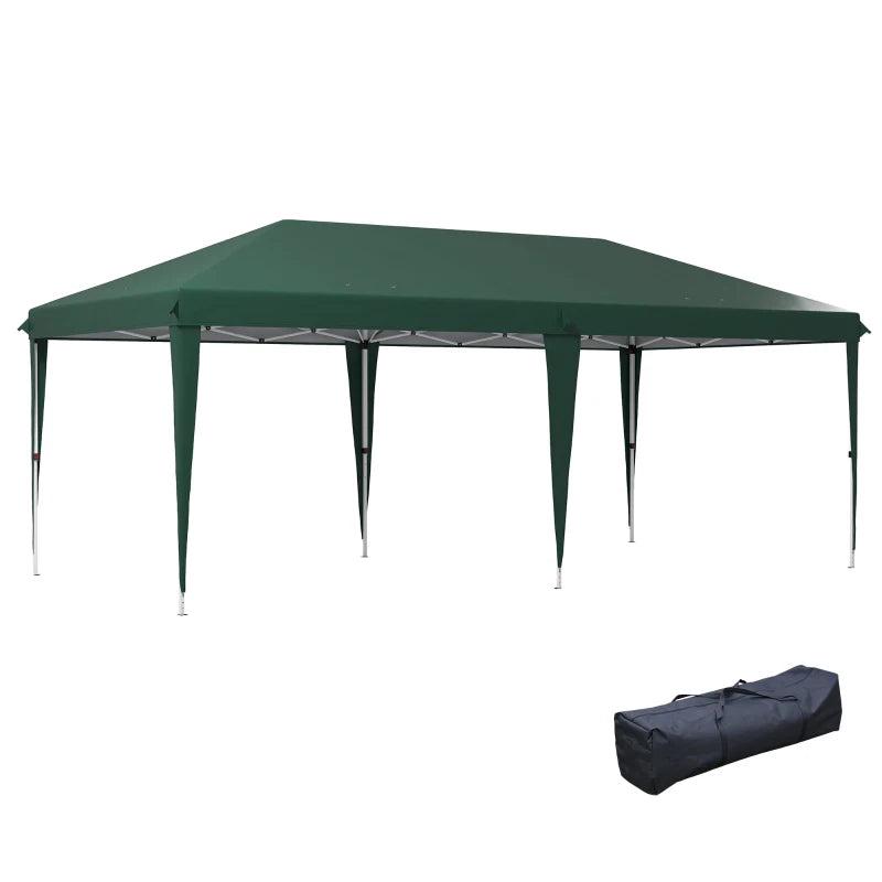 6 x 3 m Green Pop-Up Steel Frame Gazebo - Outdoor Canopy Tent for Events