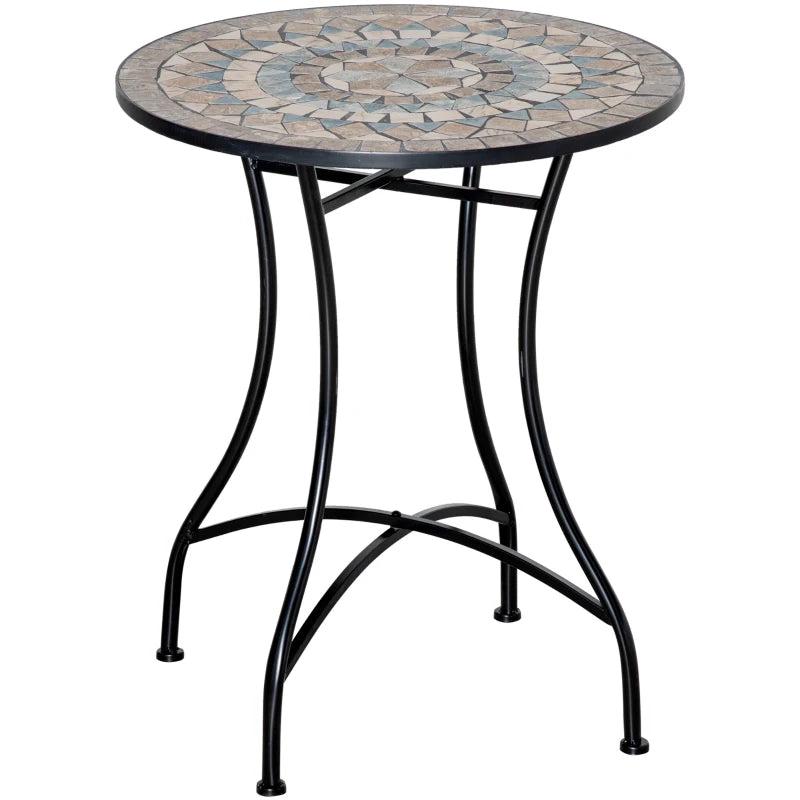 60cm Green Mosaic Outdoor Patio Table - Round Garden Table