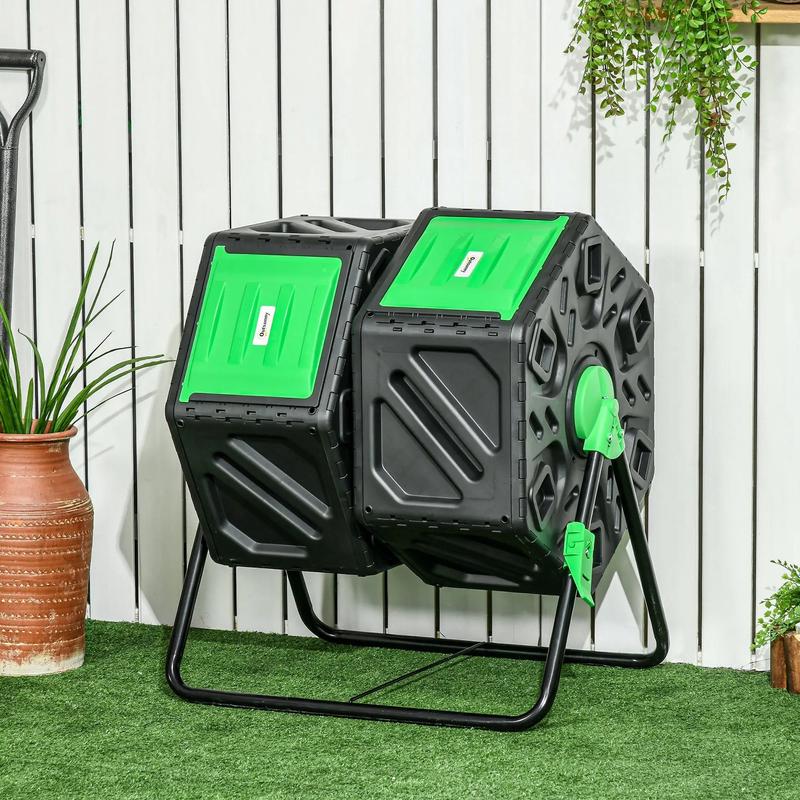 Black 130L Double Chamber Composter
