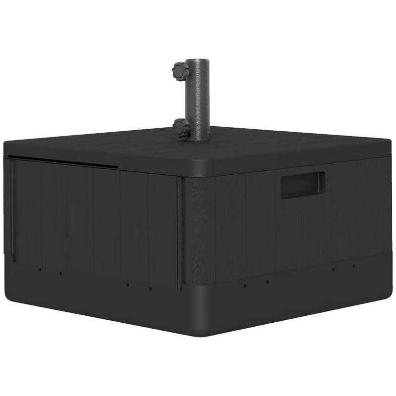 Black Garden Parasol Base Umbrella Stand with Wheels and Handles - 80kg Filled Weight for Deck or Poolside