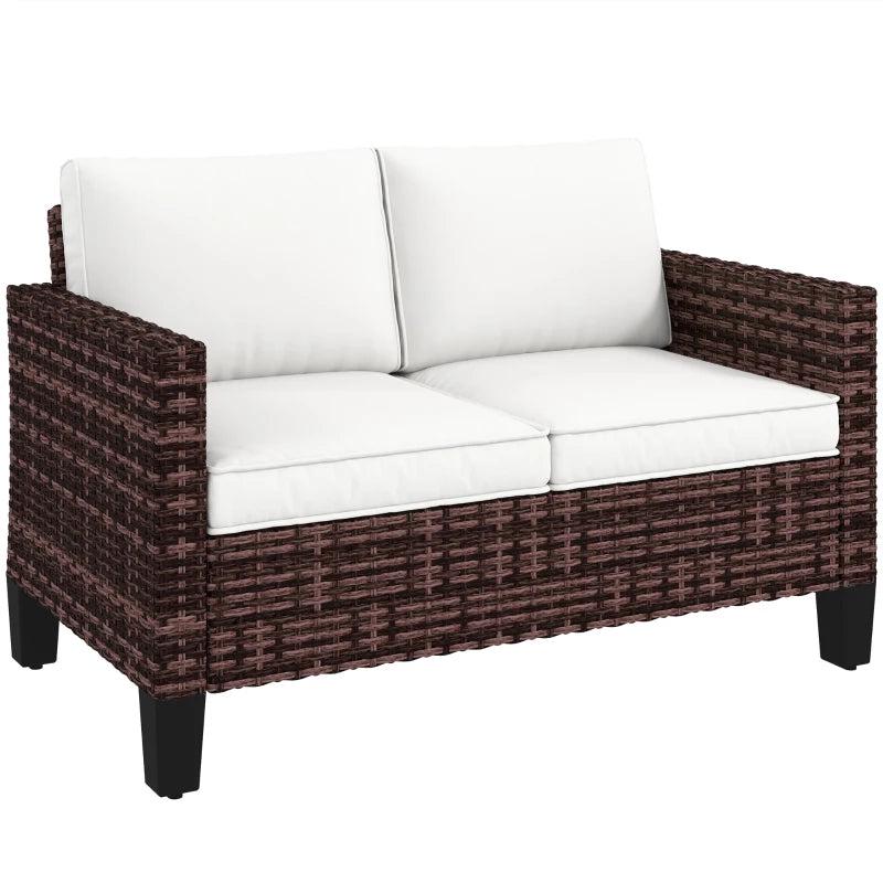 Brown Two-Seater Rattan Outdoor Sofa - Stylish and Comfortable Garden Furniture