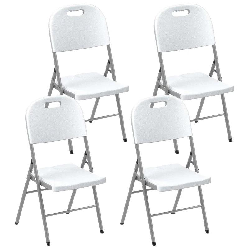 Set of 4 Foldable Outdoor Chairs - White - Portable Patio Seating