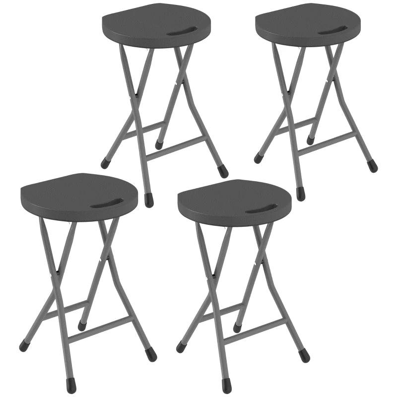 Set of Four Charcoal Grey Folding Carry Stools - Compact and Lightweight Design