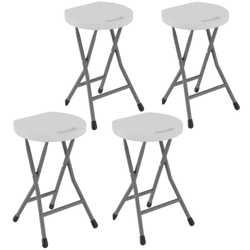 Set of Four White Folding Carry Stools - Compact and Lightweight Design
