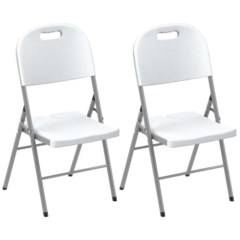 Set of Two White Foldable Outdoor Chairs - Compact Size for Easy Storage
