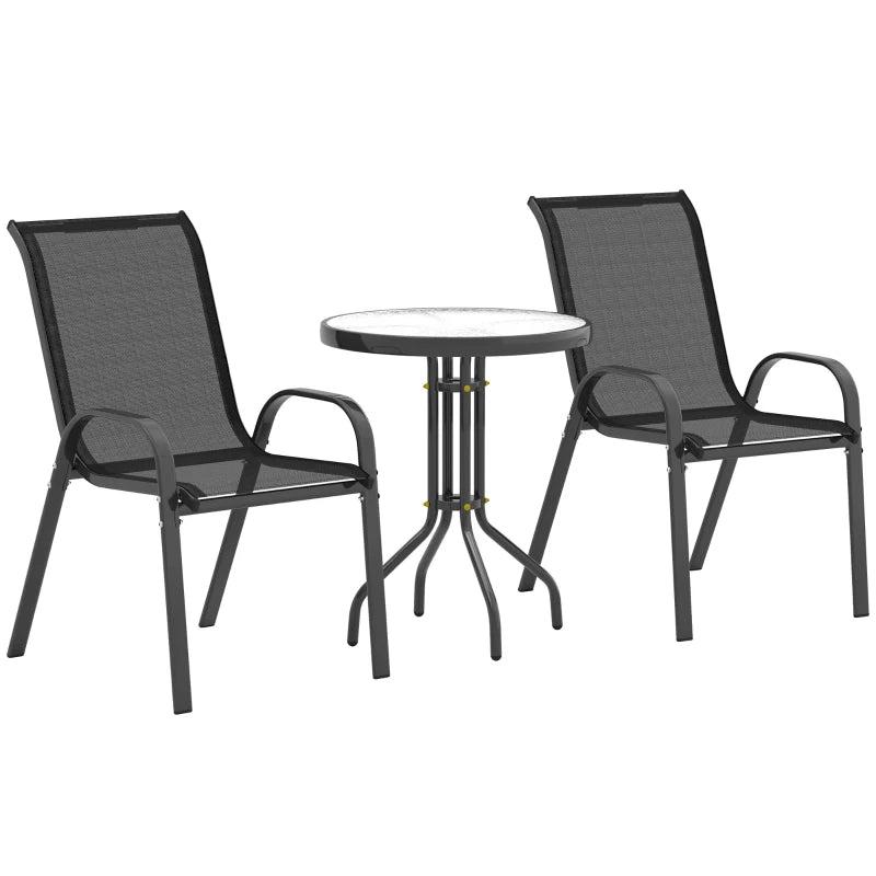 Three-Piece Black Outdoor Garden Furniture Set - Perfect for Patio and Balcony