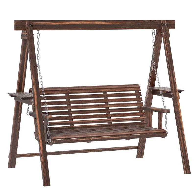 Three-Seater Wooden Swing Bench - Outdoor Garden Furniture - Natural Wood Finish
