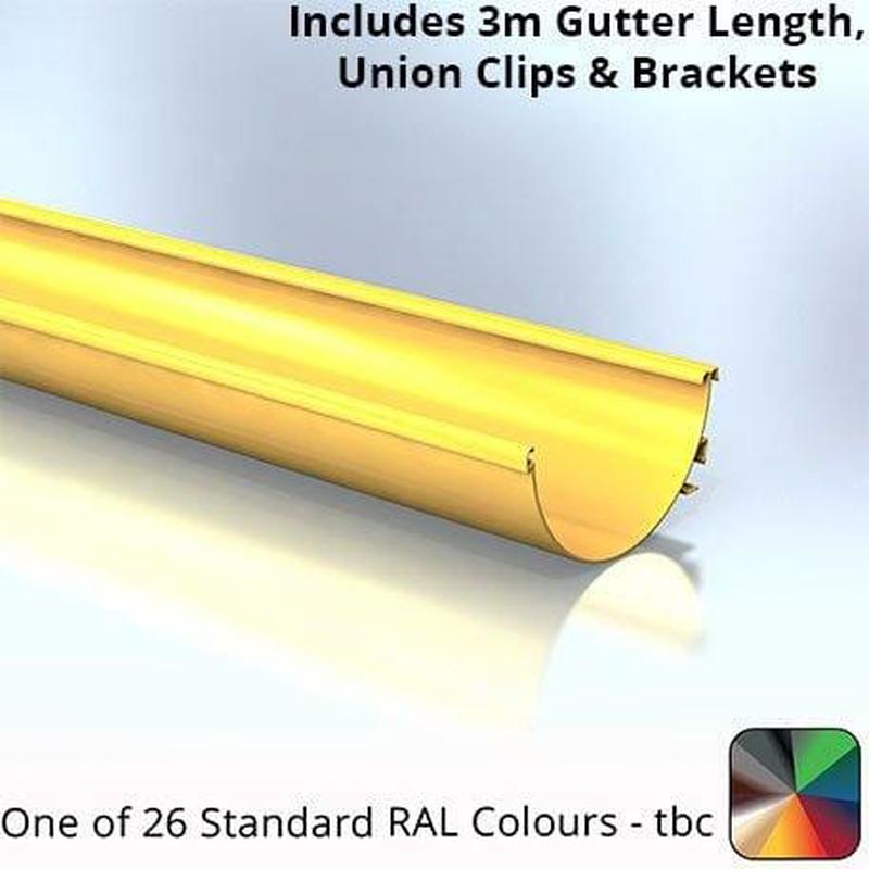 120x60mm Aluminium Aqualine Half Round Gutter Assemblies  - One of 26 Standard Matt RAL colours TBC