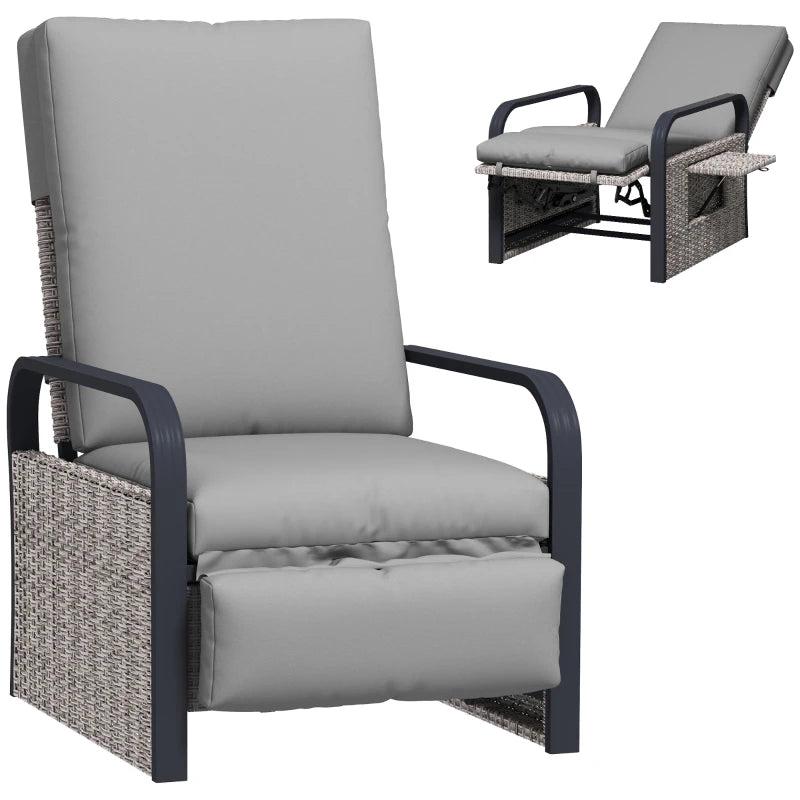 140 Reclining Rattan Armchair in Mixed Grey - Outdoor Patio Furniture for Comfort