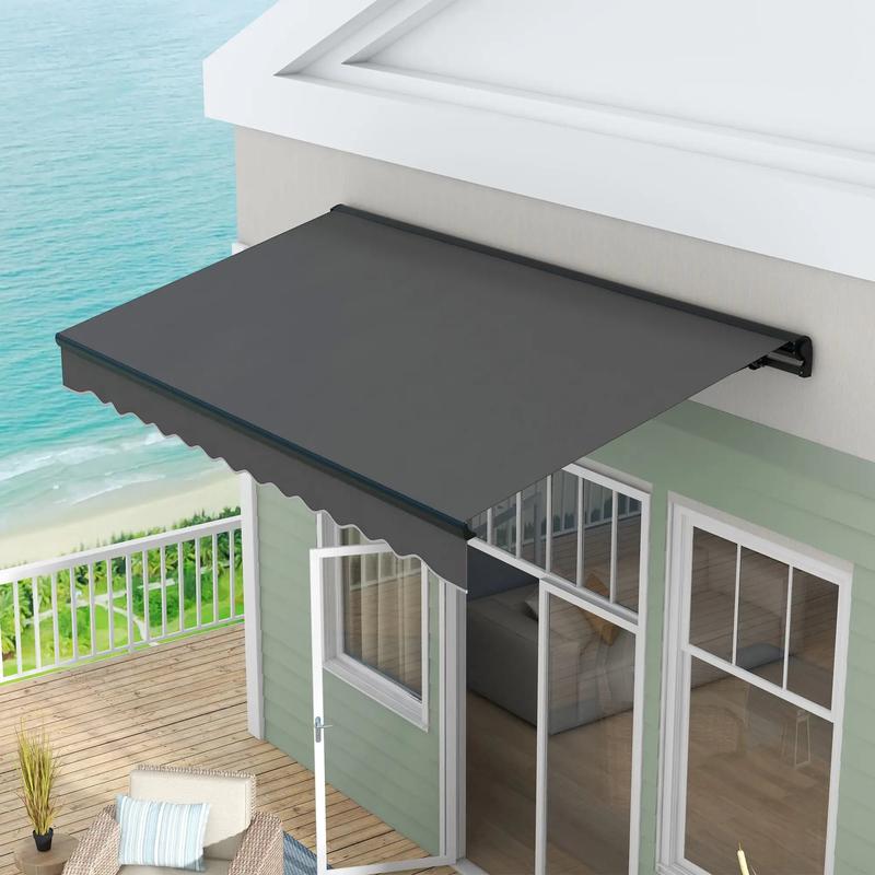 2.5m x 3.5m Dark Grey Aluminium Framed Electric Awning - Fully Retractable
