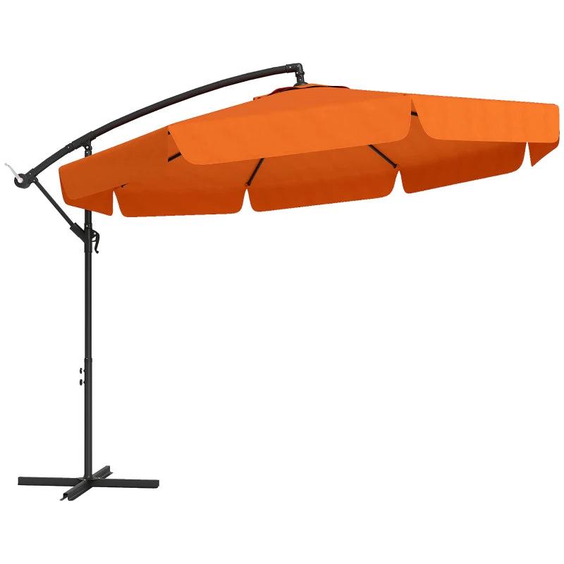 2.7m Orange Garden Cantilever Banana Parasol - Outdoor Umbrella for Patio and Deck