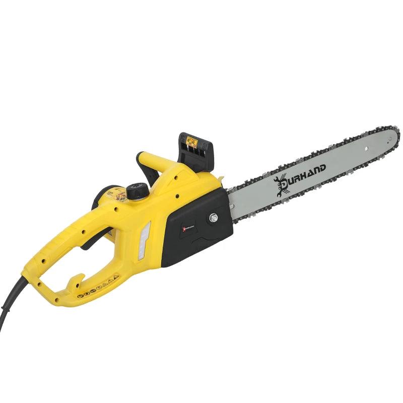 2000W Aluminium Chainsaw with Double Brake, 40cm Blade, Ideal for Wood, Trees, Branches - Yellow