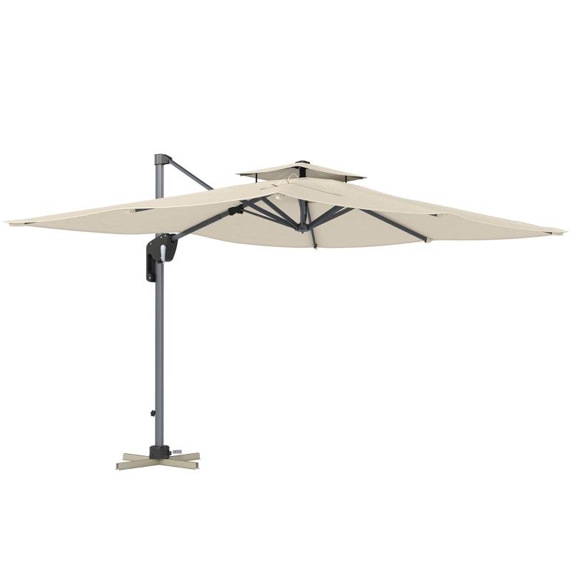 3.7m x 2.7m Cantilever Parasol Umbrella with 360 Rotation, Easy Tilt, UPF50+ Grey