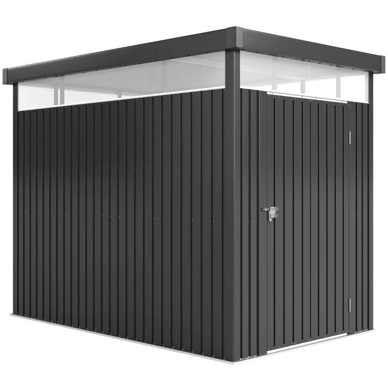 5.3 x 8.5ft Galvanized Steel Garden Shed with Windows, Lockable Door for Outdoor Storage